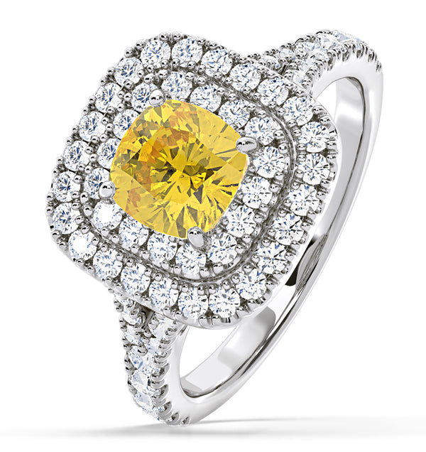 Anastasia Yellow Lab Diamond 1.65ct Halo Ring in 18K White Gold - Elara Collection